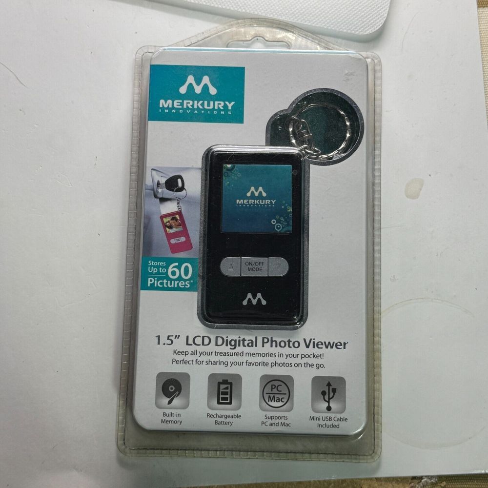 Merkury Innovations‎ 1.5-Inch Digital Photo Key chain Blk. MI-DF0151 New USB